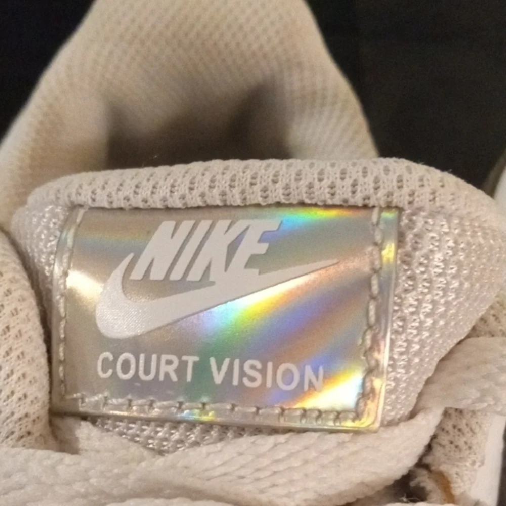 Women's Nike  Silver and White Athletic Court Vision  Shoes Low-Top Design - Picture 3 of 13